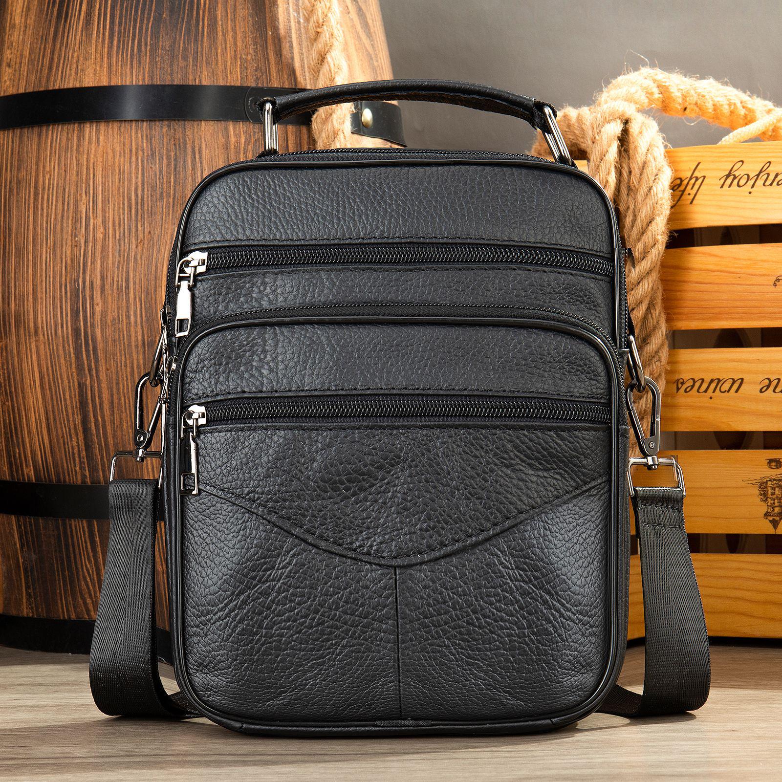 

Men s Genuine Leather Crossbody Phone Bag - Business & Commute чёрный