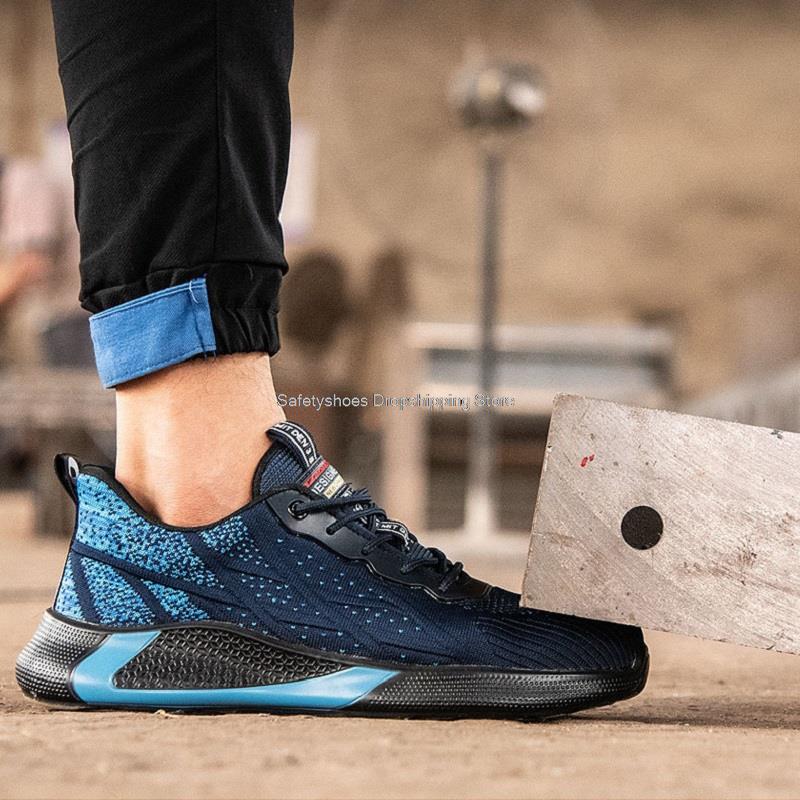 Fashion Lightweight Safety Shoes Men Work Safety Boots Anti-smash Anti-stab Work Sneakers Breathable Steel Toe Shoes for Man Industrial