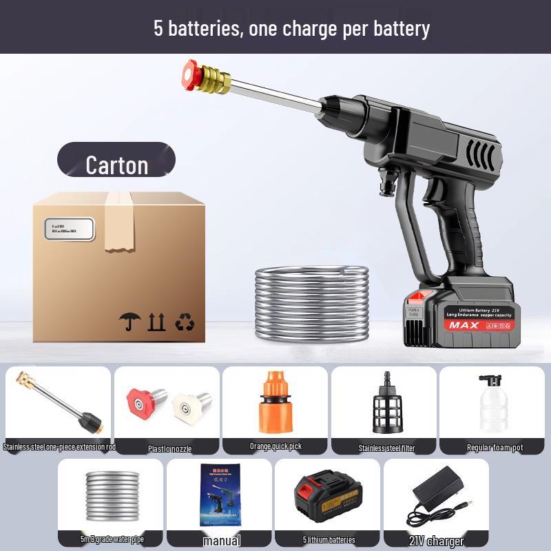 Portable High-Pressure Wireless Car Wash Gun with Rechargeable Battery