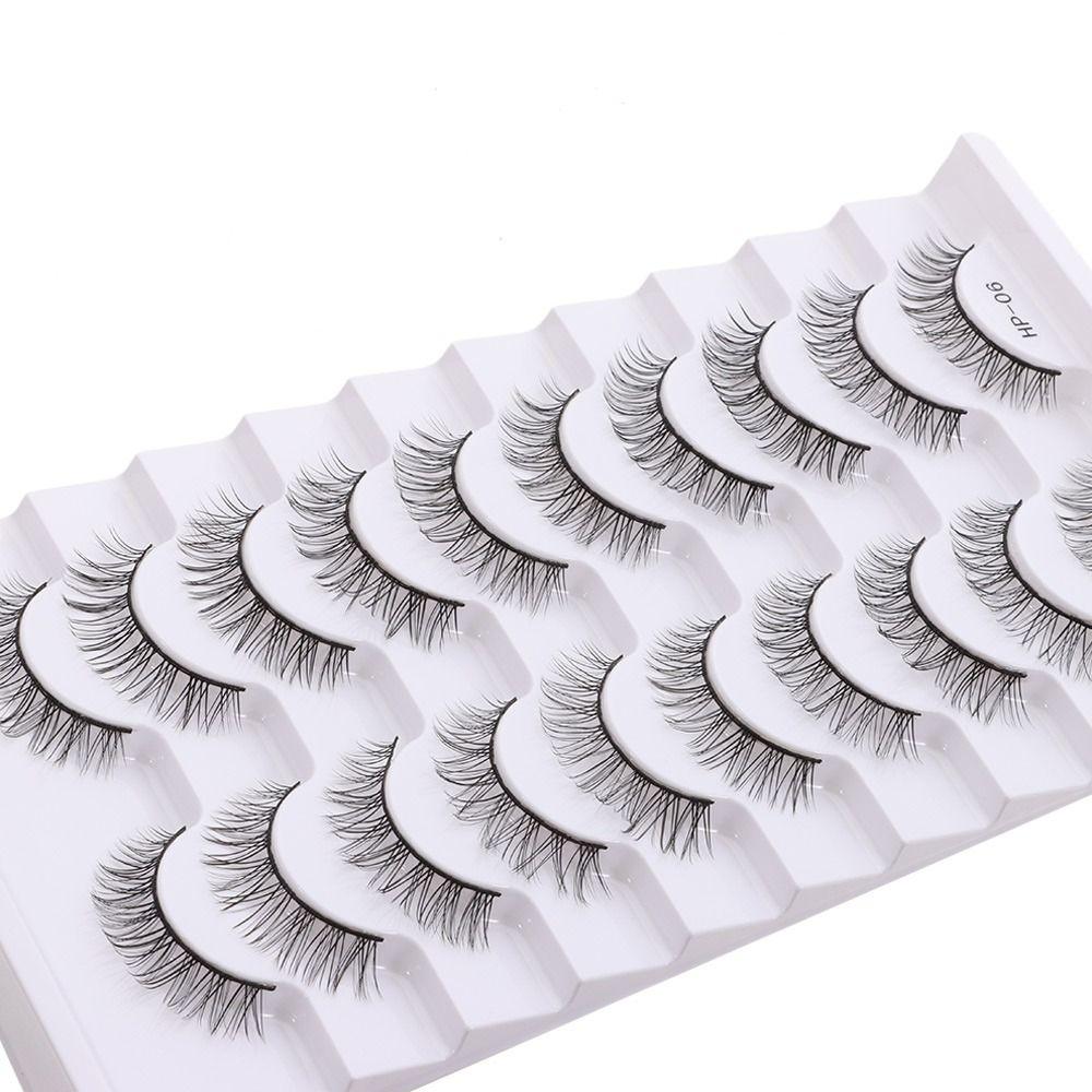 10 Pairs Natural Long False Eyelashes Black Stem Fake Lashes 3D Mink Eyelashes  Eyelash Extension