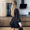 2025 Autumn V-Neck Button Long-Sleeve Dress Skirt - European & American Style, Sweet & Stylish.