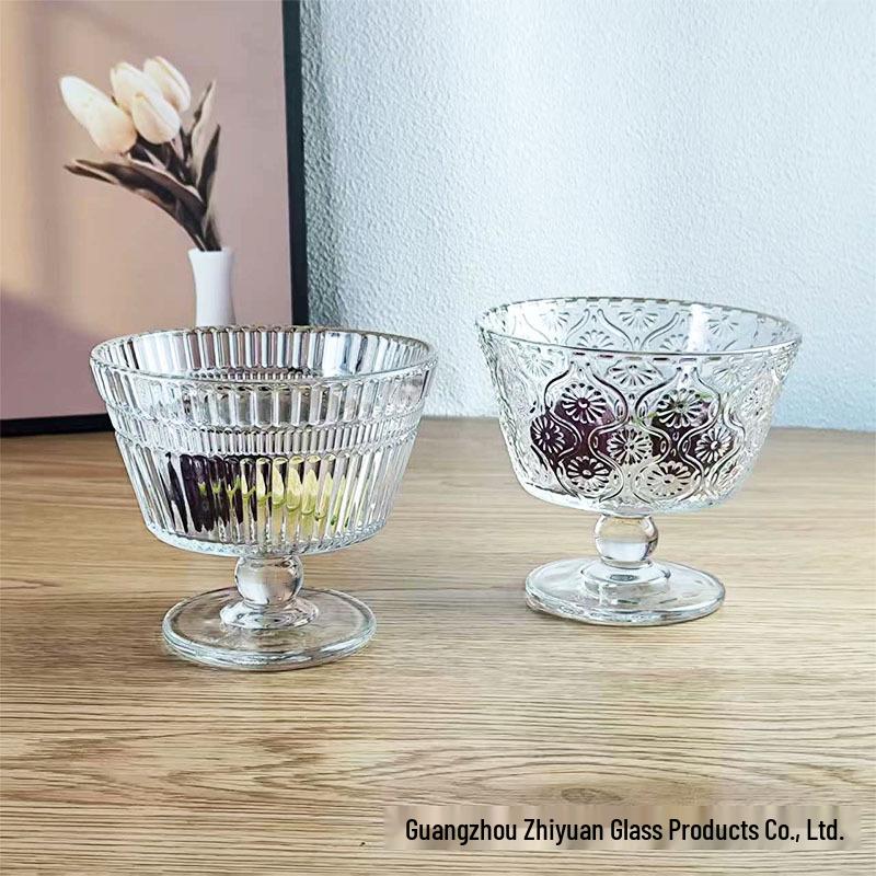 Sunflower Embossed Glass Bowl for Desserts & Breakfasts