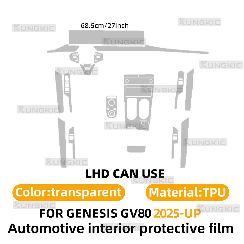 

For GENESIS GV80 2025 Car Interior Protection Anti-Scratch Film Instrument Center Control Navigation Screen Accessories Styling left steering wheel