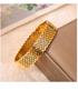 Gold Rhinestone Geometric Multi-layer Titanium Steel Bracelet for Women with Spring Clasp