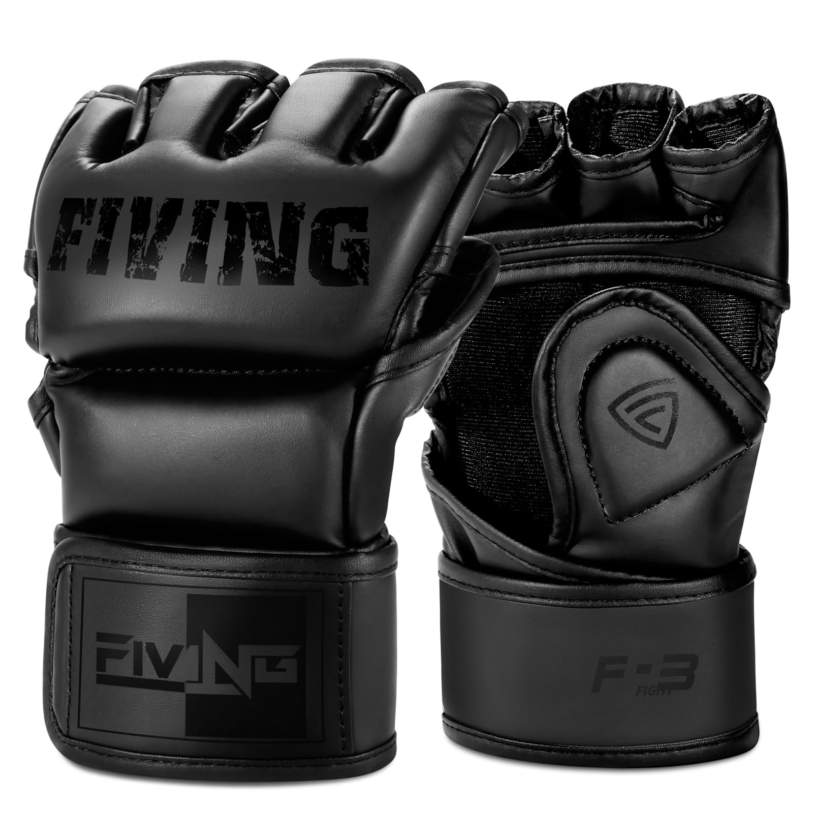 

FIVING Open Finger Gloves MMA Boxing Gloves Gloves Mixed Martial Arts Boxing Muay Thai Karate Taekwondo etc Trailing Unisex (M, Black) чёрный