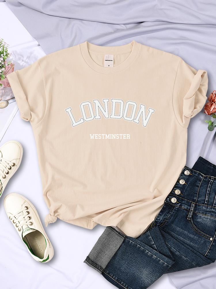 London Westminster Street Letter Tshirt Women Summer Breathable Crop Top Casual Sport Tee Clothes Sweat Cool Soft TShirt FeUnisex S