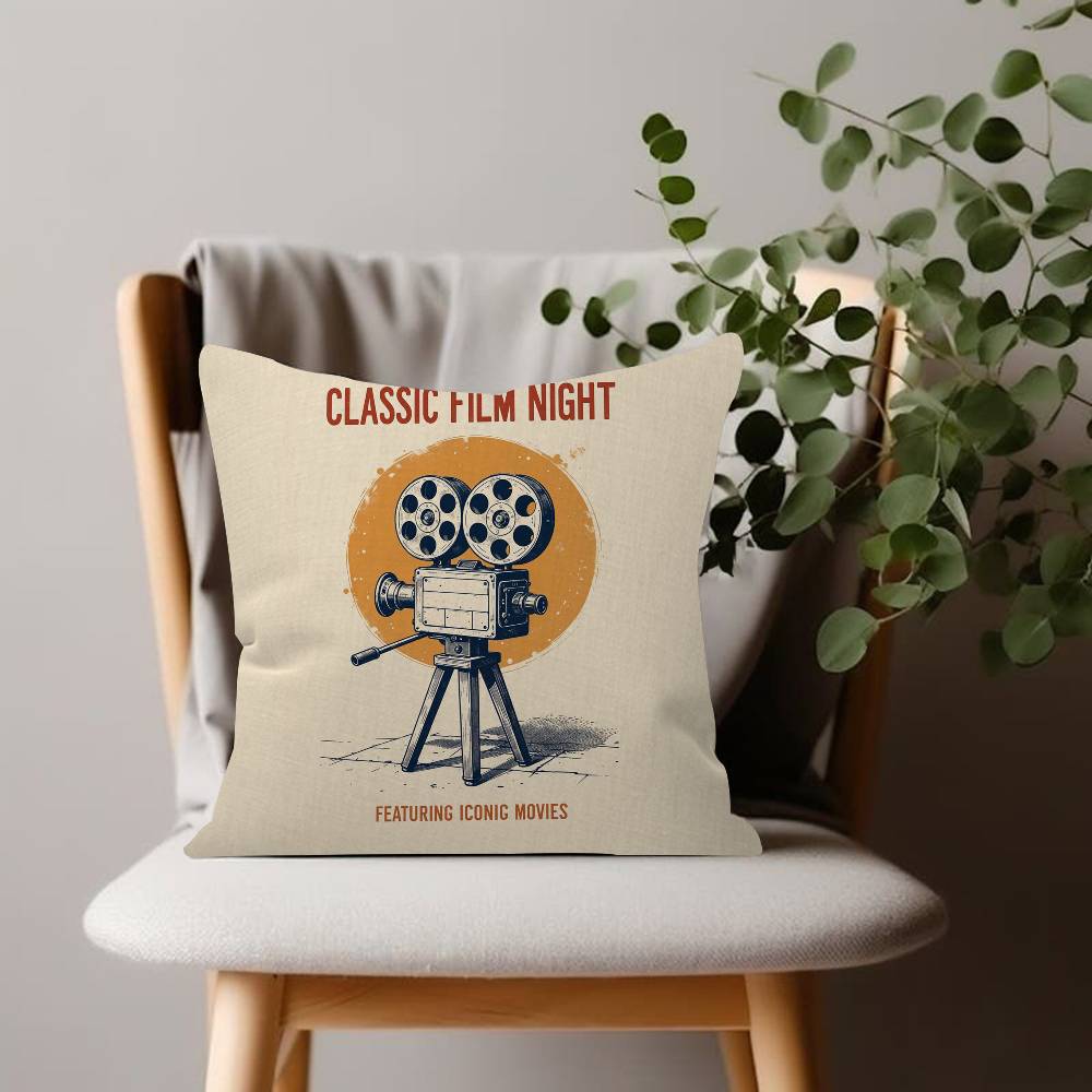 Coffee Pizza Retro Cinema and CafThemed Cushion Cover Decorative Pillow Sofa Home Decor Case Pillow Cases