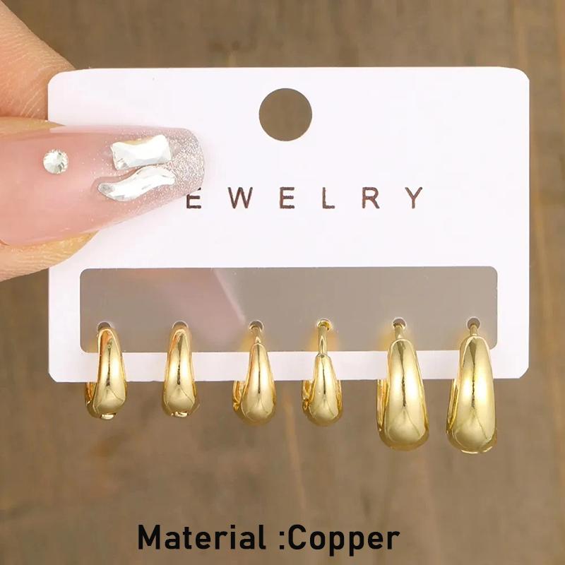 6Pcs/set Alloy Minimalist Huggie Hoop Earrings for Women Simple Metal Circle Small Earrings Punk Unisex Rock Jewelry KTJ