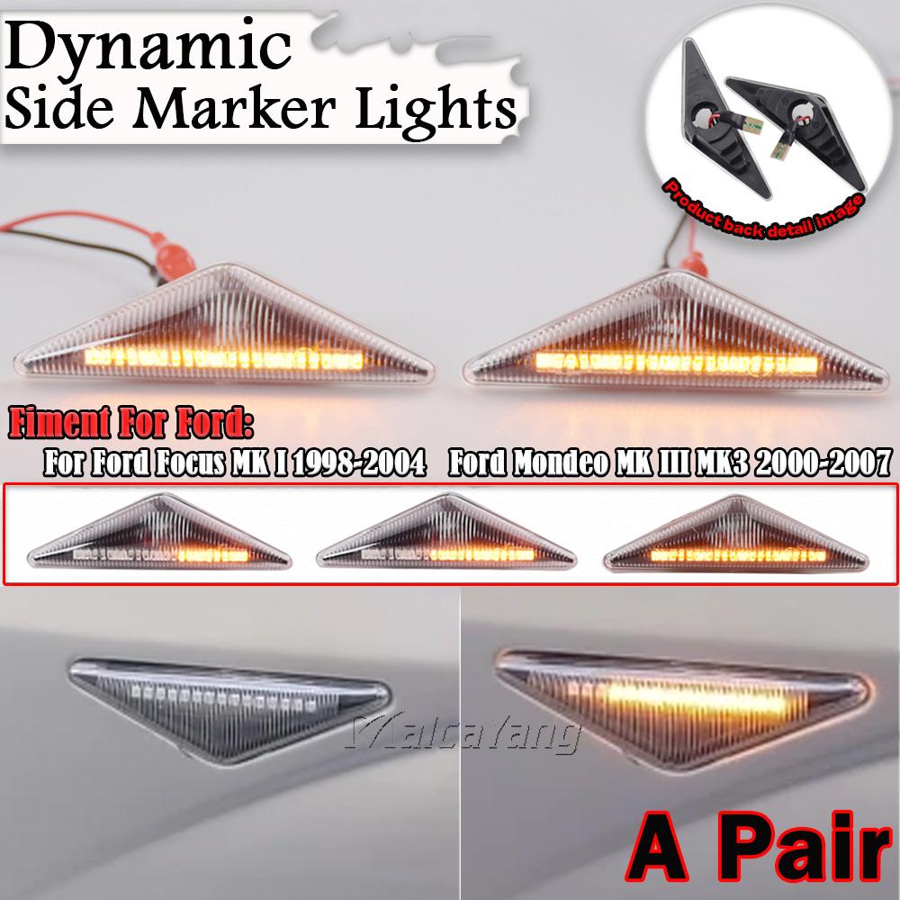 2x Dynamiczne LEDowe Światło Obrysowe Kierunkowskazu do Ford MONDEO 2000-2007 MK3 FOCUS MK1 1998-2004 Sekwencyjne Światło Kierunkowskazu