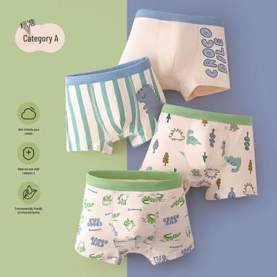 Boys' Class A Pure Cotton Boxer Briefs - Antibacterial, Small To Medium Sizes