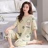 Women's Summer Korean Cartoon Pajama Set - Short-Sleeved Top with Seven-Point Pants