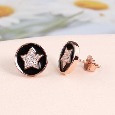 Orecchino a lobo stella in argento sterling 925 smaltato zircone cubico aspetto alla moda gioielli raffinati per ragazze bel regalo