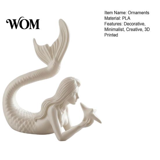 Modern Home Soft Furnishings 3D Printed Mermaid & Starfish Figurine, Exquisite Sculpture, Ocean Small Statue for Bay Window Theme Desktop Ornament