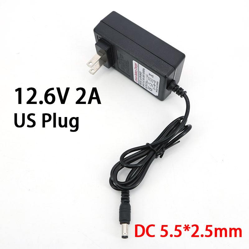 

Адаптер переменного тока в постоянный 4,2 В 0,5 А 2 А 8,4 В 12,6 В 16,8 В 1 А 2 А 2000 мА, зарядное устройство для дрели-шуруповерта 18650, литиевая батарея 12.6V 2A US Plug
