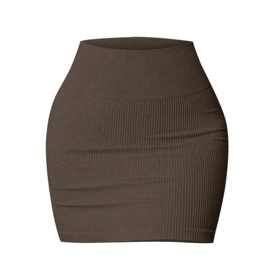 Women Mini Skirt Elastic High Waist Solid Color Short Skirt Hip-Hugging Bodycon Skirt Soft Breathable