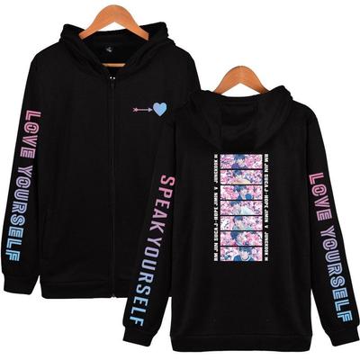 Módní Unisex Ležérní Mikiny s Kapucí a Zipem s Nápisem Love Yourself, Sportovní Bundy pro Venkovní Aktivity