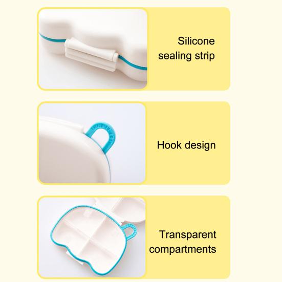 Pill Box Triple Sealing Moisture-Proof Pill Organizer with Independent Compartments Portable Cloud Shape Divided Pill Container with DIY Custom