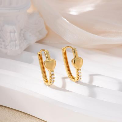 Stainless Steel Heart Hoop Earrings For Women Gold Plated U-shape Huggie Earrings  Sweet Jewelry Daily Wear Decoration