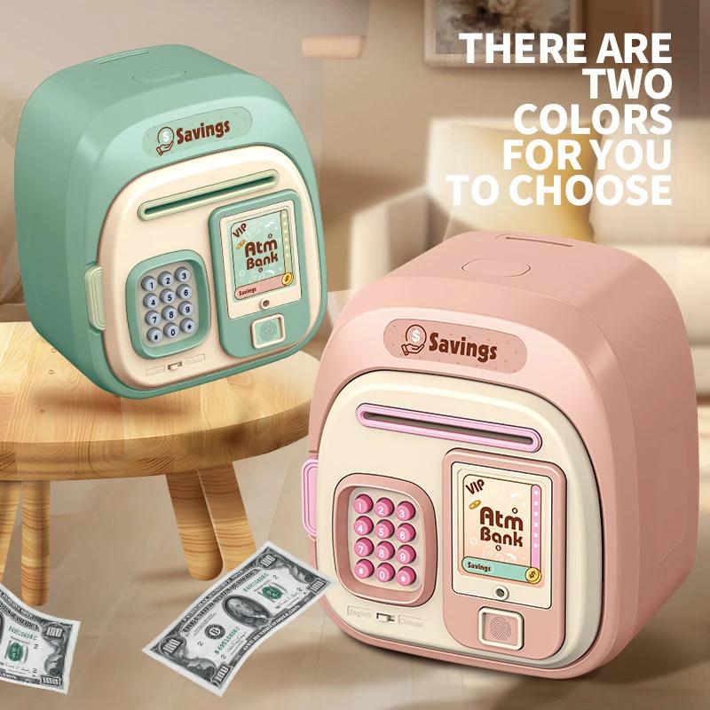 1PC Cartoon ATM Cash Saving Box Money Bank Toy For Kids Electronic Large Money Box Savings Password Digital Fingerprint Unlock