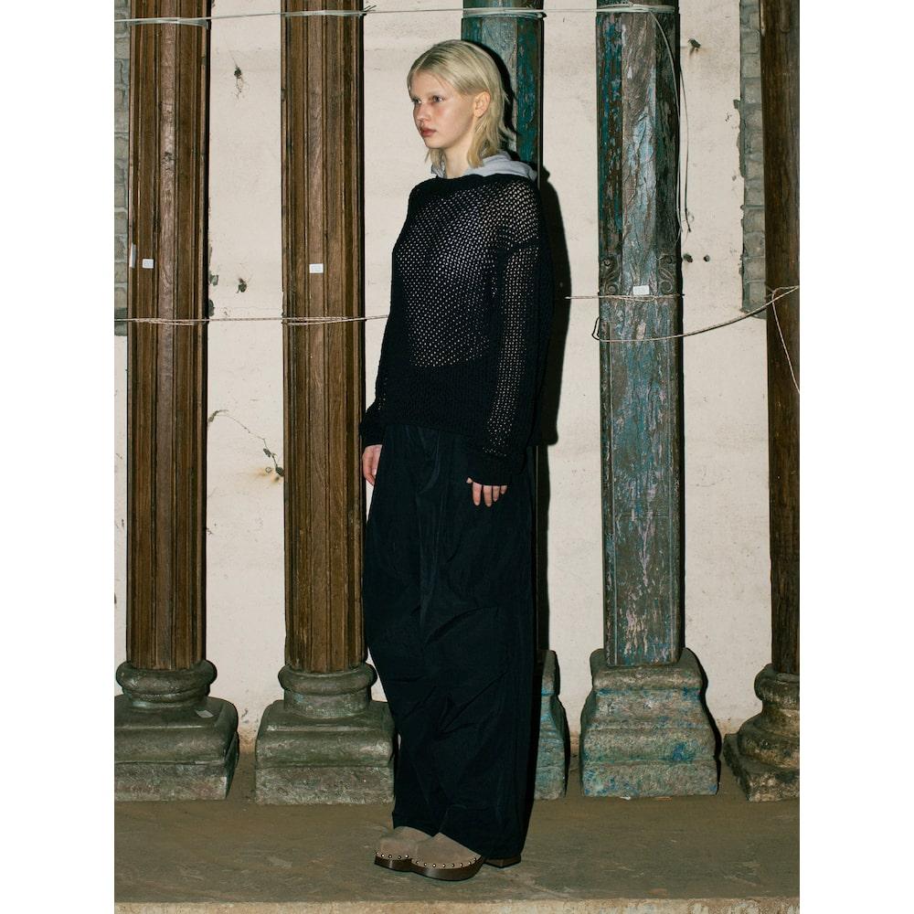 Saendeusaundeu Net Crew Neck Sweater Black