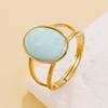 Anello Geometrico con Gemma Stile Palazzo Retrò: Anello in Acciaio Inossidabile con Intarsi di Pietre in Resina Colorata per Donna
