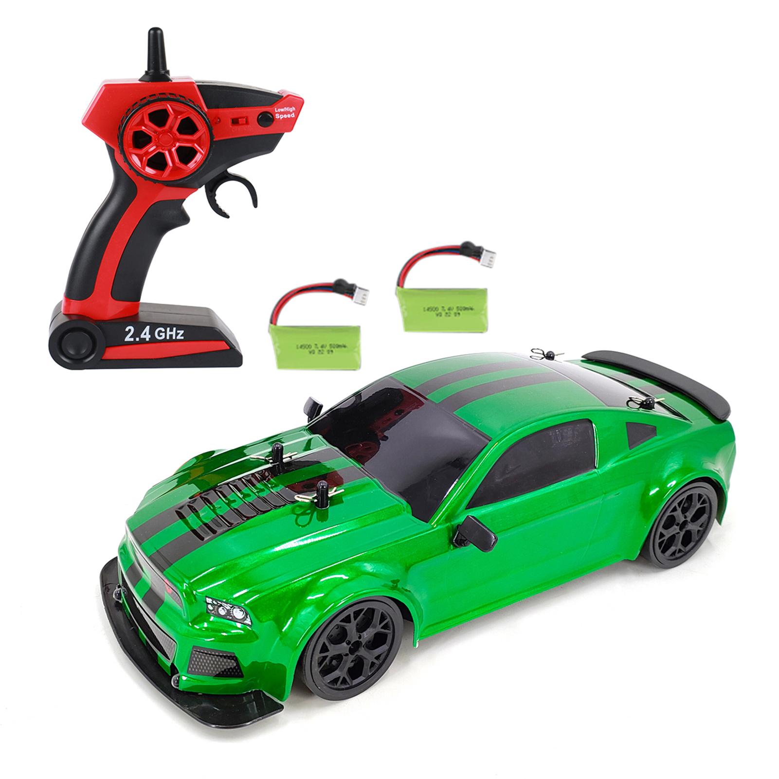 

Автомобиль с дистанционным управлением, 1:14. Полноприводный высокоскоростной гоночный автомобиль для дрифта с дистанционным управлением, частота 2,4 ГГц, скорость 20 км/ч. 2 Battery зелёный