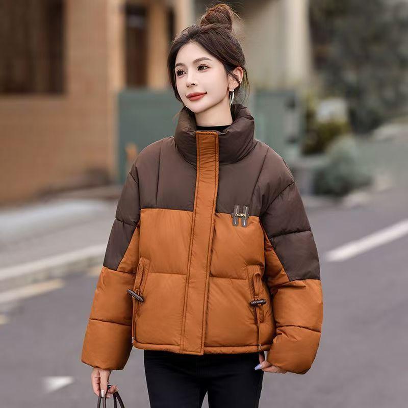 Down Cotton-padded Clothes Women's Short New Contrasting Color Cotton-padded Clothes Casual Loose Warm Cotton-padded Jackets Jacket Batch