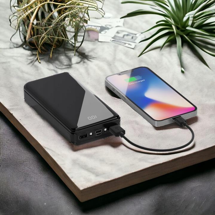 Powerbank 20000 Mah Power Bank Usb, Usb-C Szybkie Ładowanie Z Latarką Led