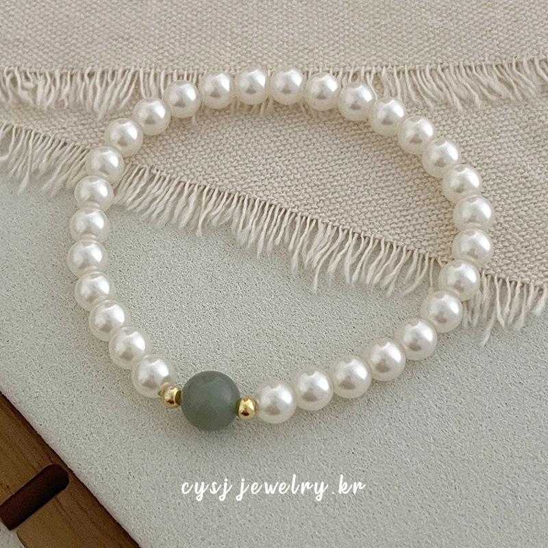 

Браслет Cuiyan Shijie из серебра 925 пробы с жадеитом и жемчугом, многослойный – Женское роскошное украшение для рук в корейском стиле