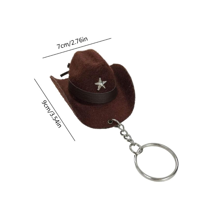 Velvety Leather Cowboy Hat Keychain Handcrafted Key Accessory for Women