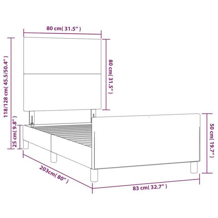 VidaXL Bed Frame with Headboard Blue 80x200 Cm Fabric3124853