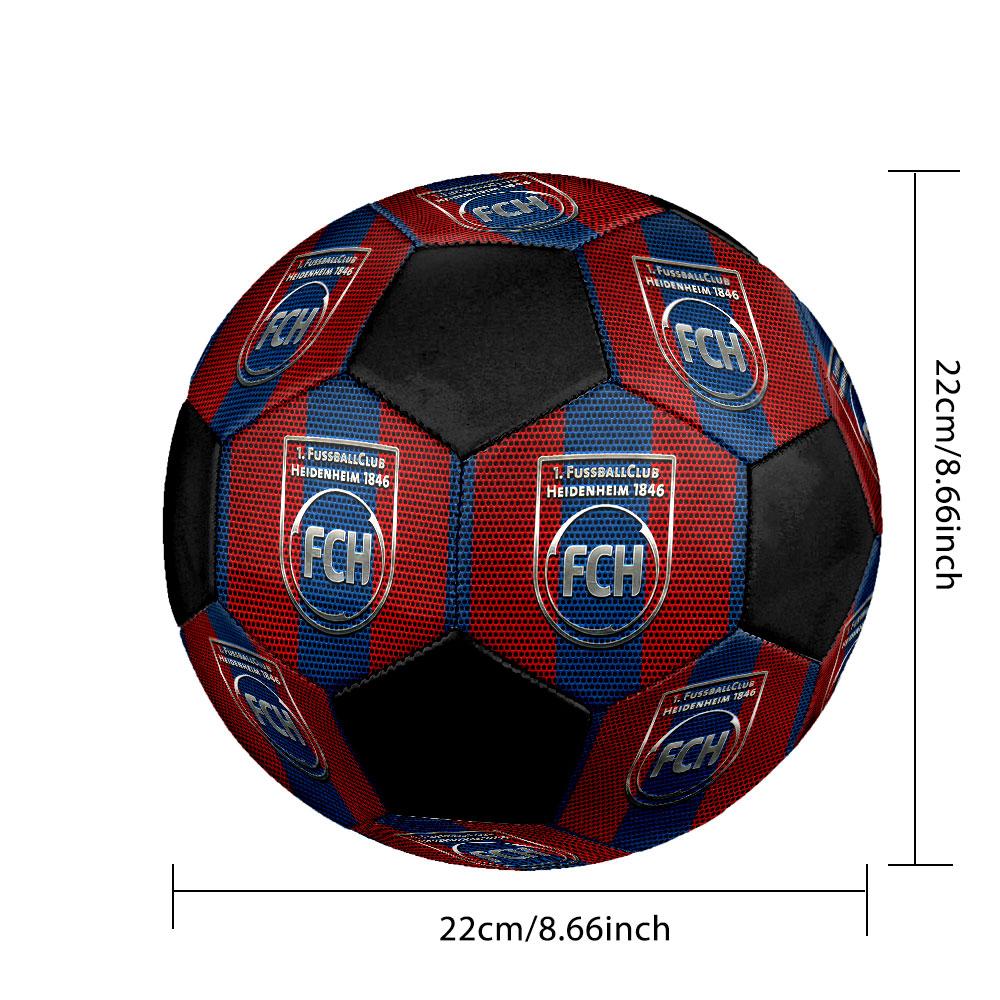 FC Heidenheim Size 5 Soccer Ball, Machine-Stitched PVC, Durable & High Bounce, All Ages Fit, fan merchandise, matches & outdoor use.