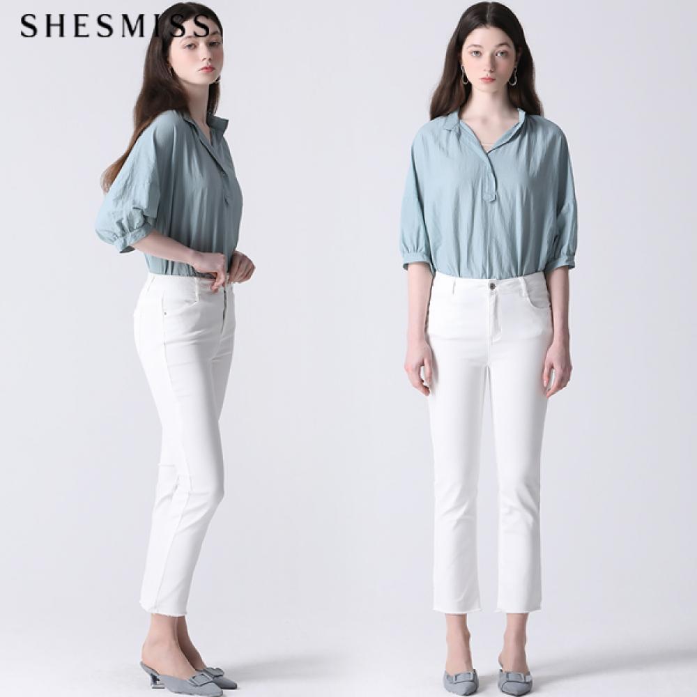 

[shs Miss] Cutting Solid Denim Pants white (WH)/55