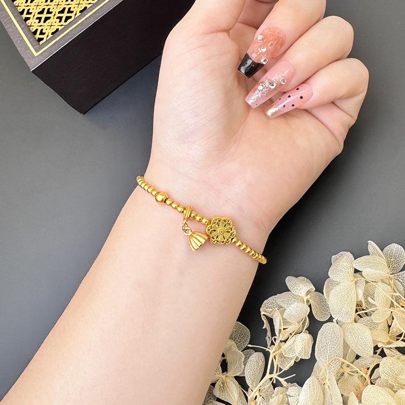 Vietnamese Gold Lotus Seed Bead Bracelet: National Style Women's Jewelry
