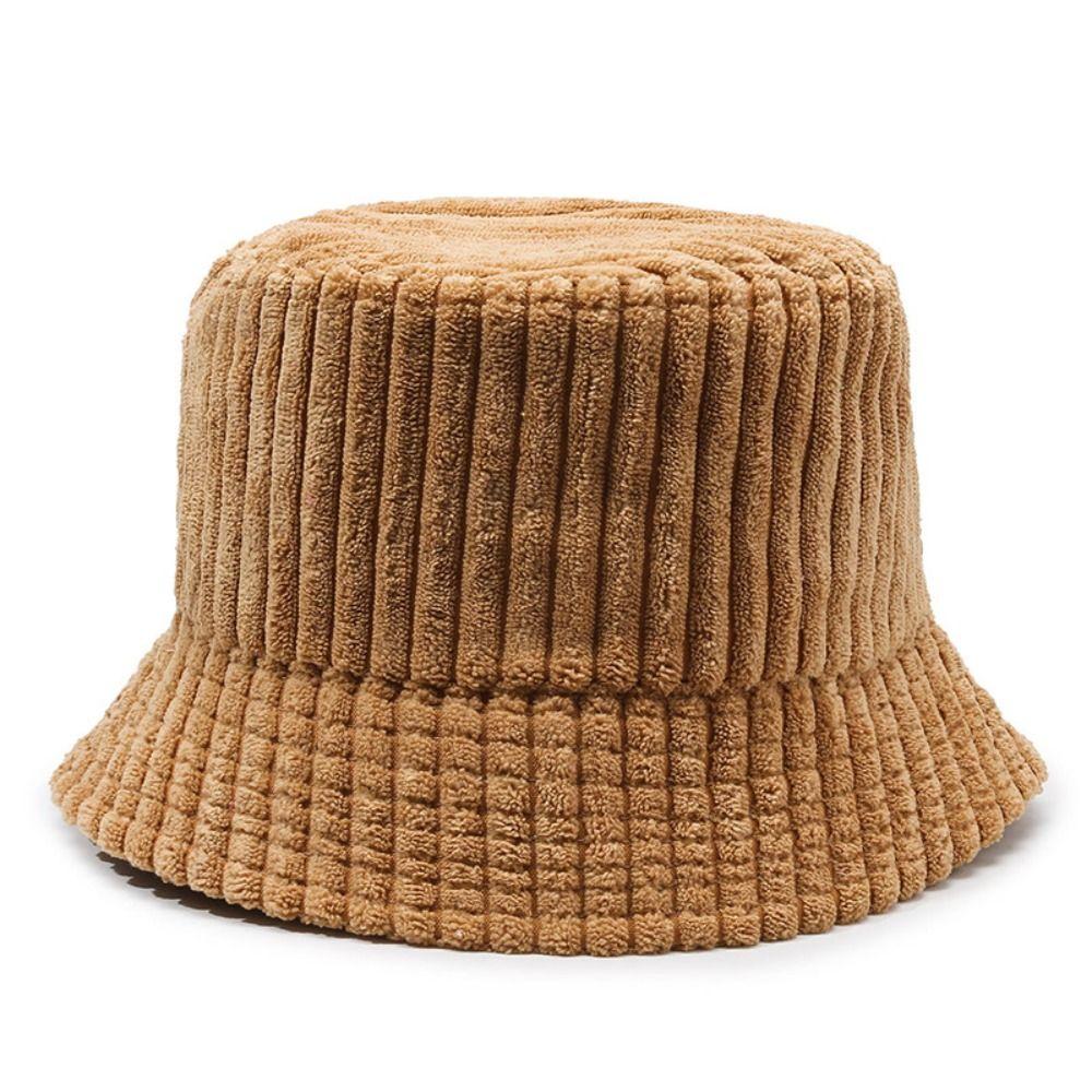 Adjustable Corduroy Bucket Hat Breathable Travel Sun Shade Cap Fashion Fisherman Hat for Women