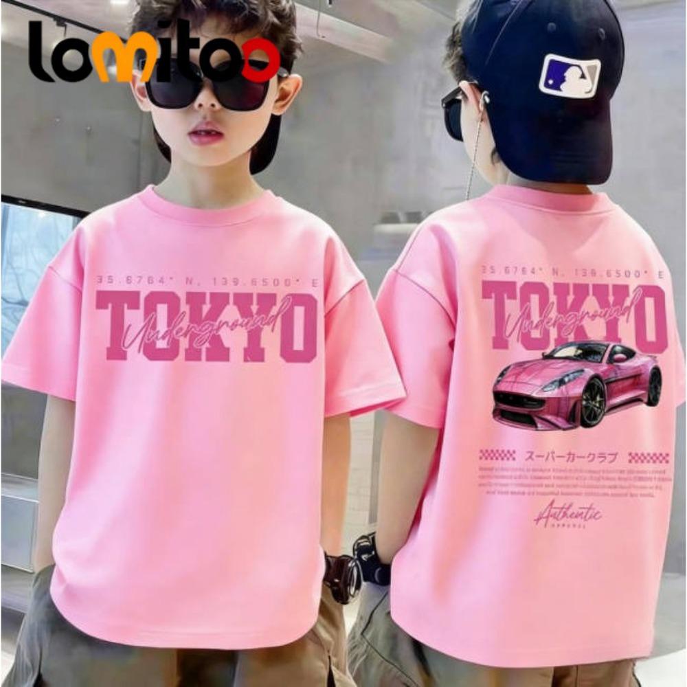 Fashionable Children's Clothing, Cool Cartoon Racing, Comfortable Pattern Short Sleeved T-shirt, Round