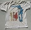 Herren Gorillaz T-Shirt Beige Blau Mädchen Gitarre KEINE GRÖSSE Used Look Y2K Selten Rap UK