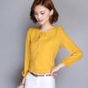 Elegant Summer Female Shirt Long Sleeve Blouse Button Women Office Chiffon Ruffle Tops For Stylish Comfort