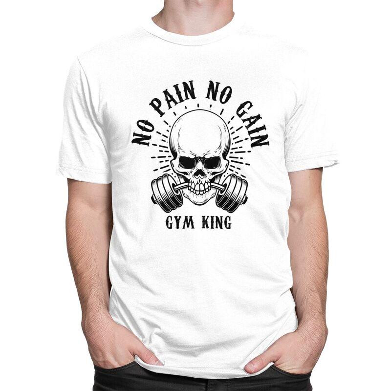 Custom No Pain No Gain Tshirt for Men Short Sleeves Leisure T Shirt Bodybuilding Fitness Gym Tshirts Loose Fit Pure Cotton Tee
