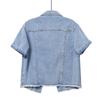 Giacca da donna in denim leggero a maniche corte - Esclusiva estiva, Camicia trendy di alta gamma