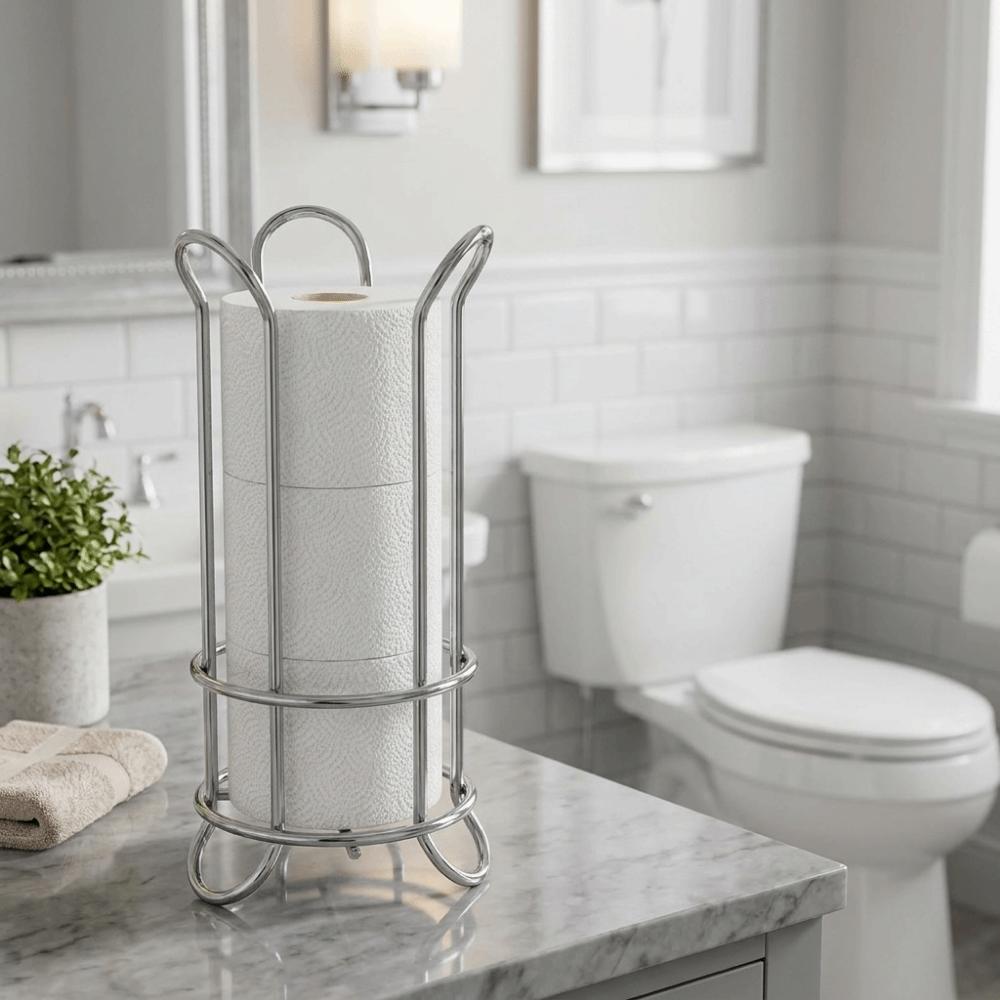 Soporte de Pie para Papel Higiénico de Hierro Simple Gran Capacidad Decorativo Estante de Almacenamiento de Pañuelos Minimalista Duradero Soporte para Servilletas Hoteles