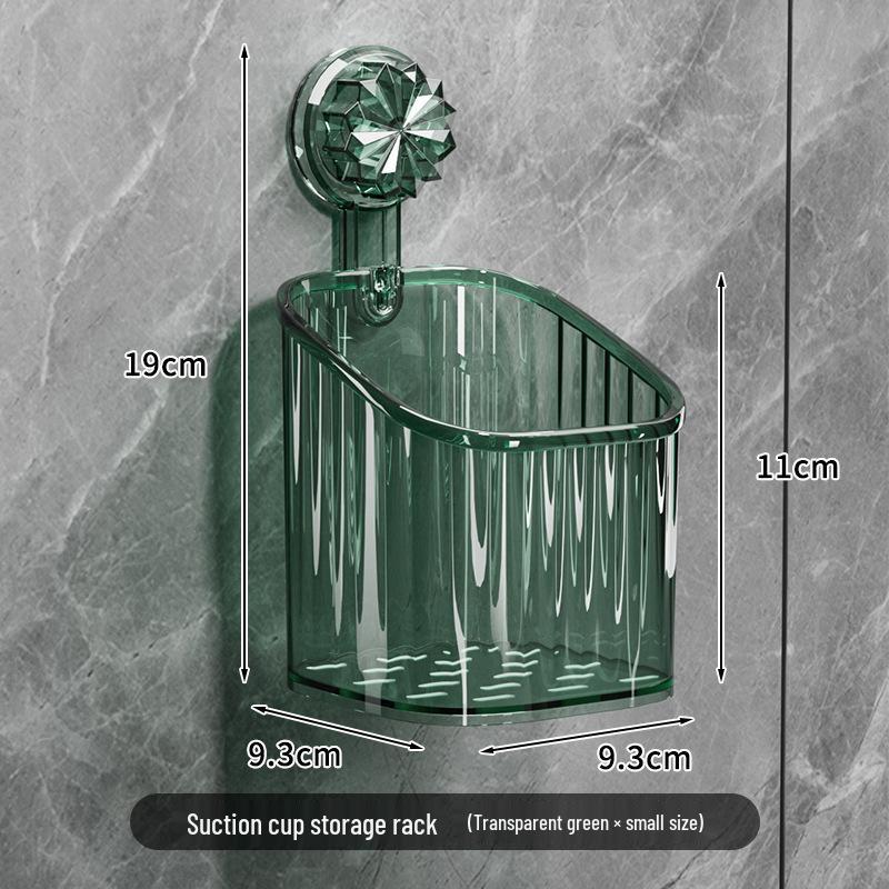 Stylish No-Drill Suction Cup Wall Storage Basket for Utensils & Toothbrushes