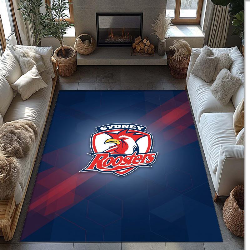 Sydney Roosters Kristall-Samt-Teppich Weich Anti?Rutschfeste Fußmatte Bequemer Wohnzimmer Schlafzimmer Dekor Teppich
