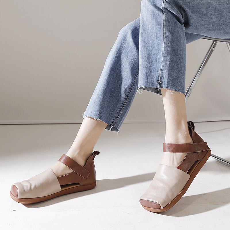 Johnature Женская обувь на плоской подошве из натуральной кожи, удобная дышащая обувь ручной работы с квадратным носком и мягкой подошвой в стиле ретро