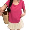 Plus Size Women's Summer Slimming Irregular Short Sleeve T-shirt - Loose, Stylish Belly Covering Top