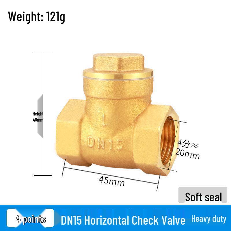 Durable Brass Horizontal Check Valve - Anti-Backflow, Fully Automatic, 6 Points for Tanks and Pipes