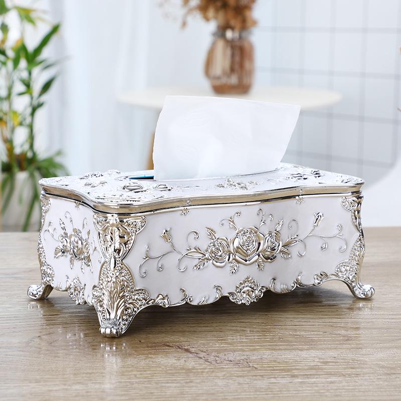 Servilletero Grande Dorado - Creativa Caja de Papel de Plástico de Escritorio para el Hogar