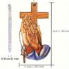 1-Piece 2D Flat Crystal Prayer Hand&Cross Car Hanging Decoration with Chain, Delicate Talisman for Rearview Mirror&Keychain Gift