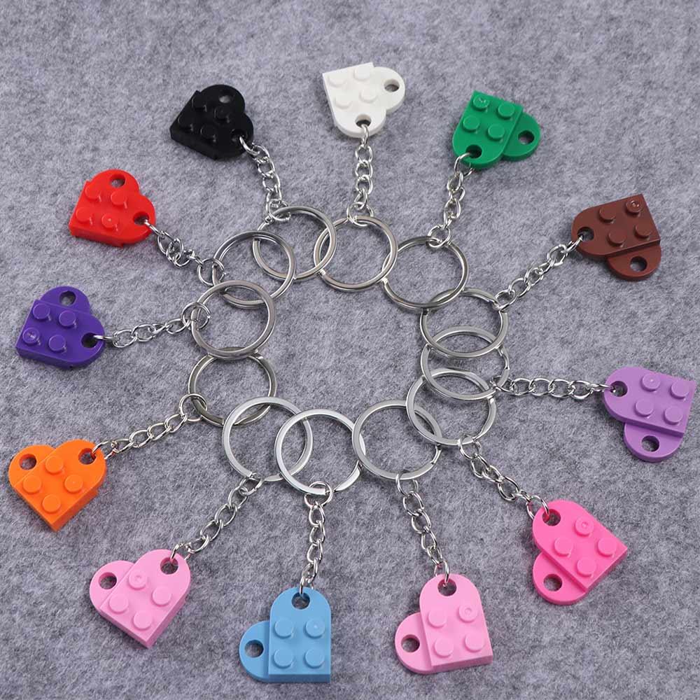 

Key Ring Birthday Gift Love Heart Brick Keychain Key Chain Building Block Key Buckle Heart Key Ring синій