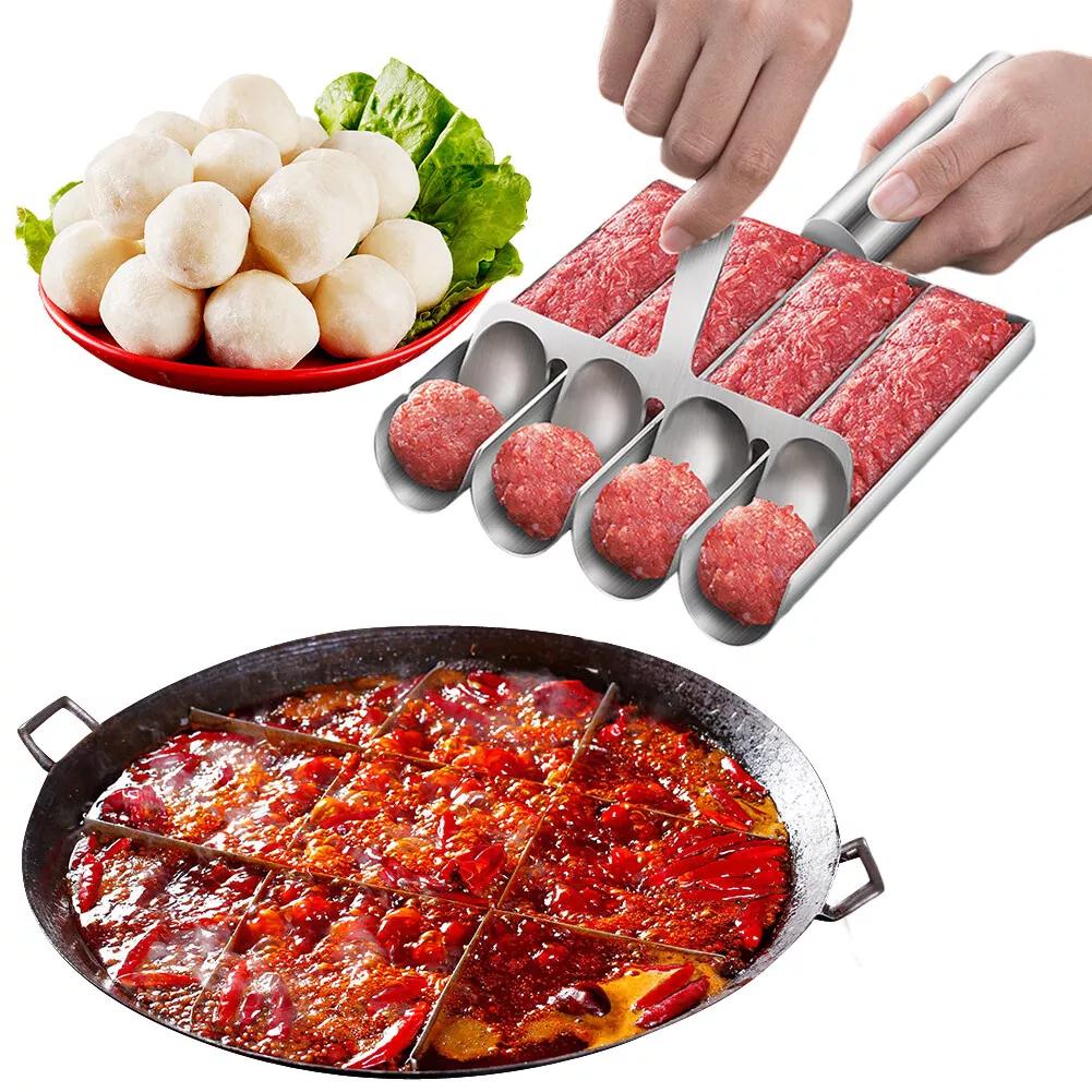 Set per Palline di Carne Antiaderente Stampo per Palline di Carne in Acciaio Inossidabile per Palline di Pesce Palline per Insalata Strumento da Cucina